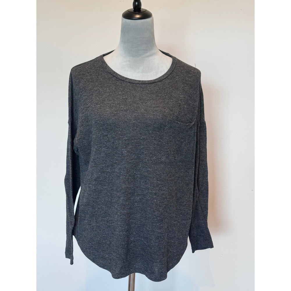 Old Navy Womens Charcoal Gray Heather Long Sleeve Relaxed Pocket Top Size M